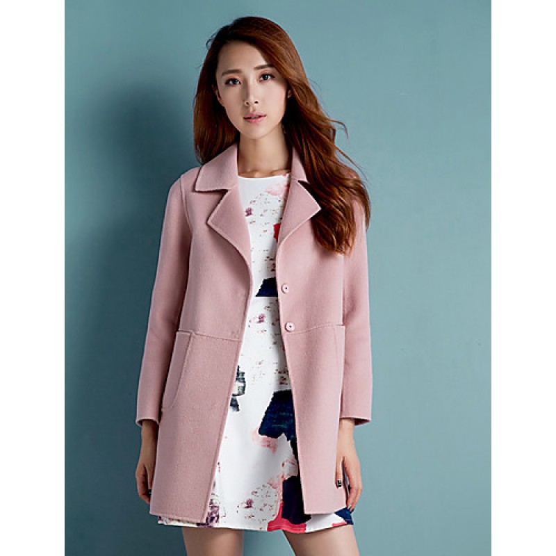 Women's Casual/Daily Simple Coat,Solid Notch Lapel...